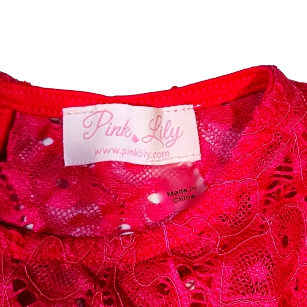 Pink Lily Lace Midi Dress Pink Size Small - Picture 3 of 4